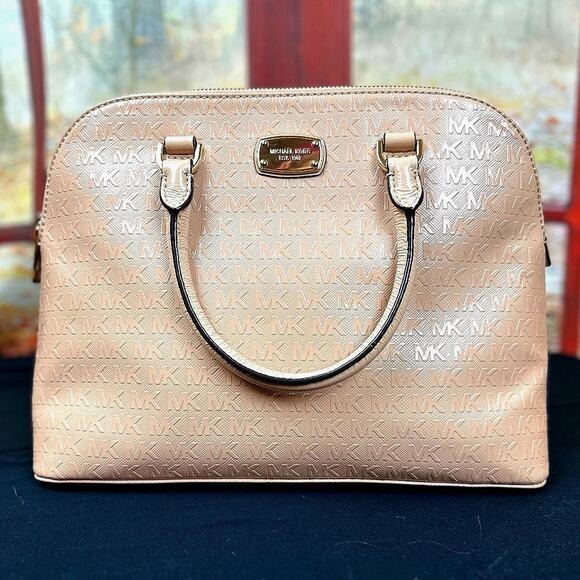 Michael Kors Cindy Dome Satchel - Oyster with Gold Tone Hardware - Picture 1 of 12